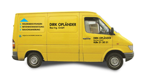 Dies ist ein Sprinter mit Fahrzeugbeschriftung